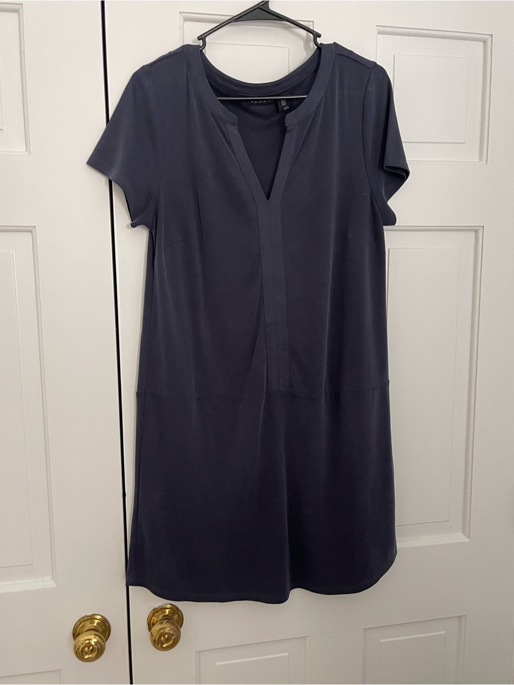 Tahari Navy Short Sleeve Shift Dress
